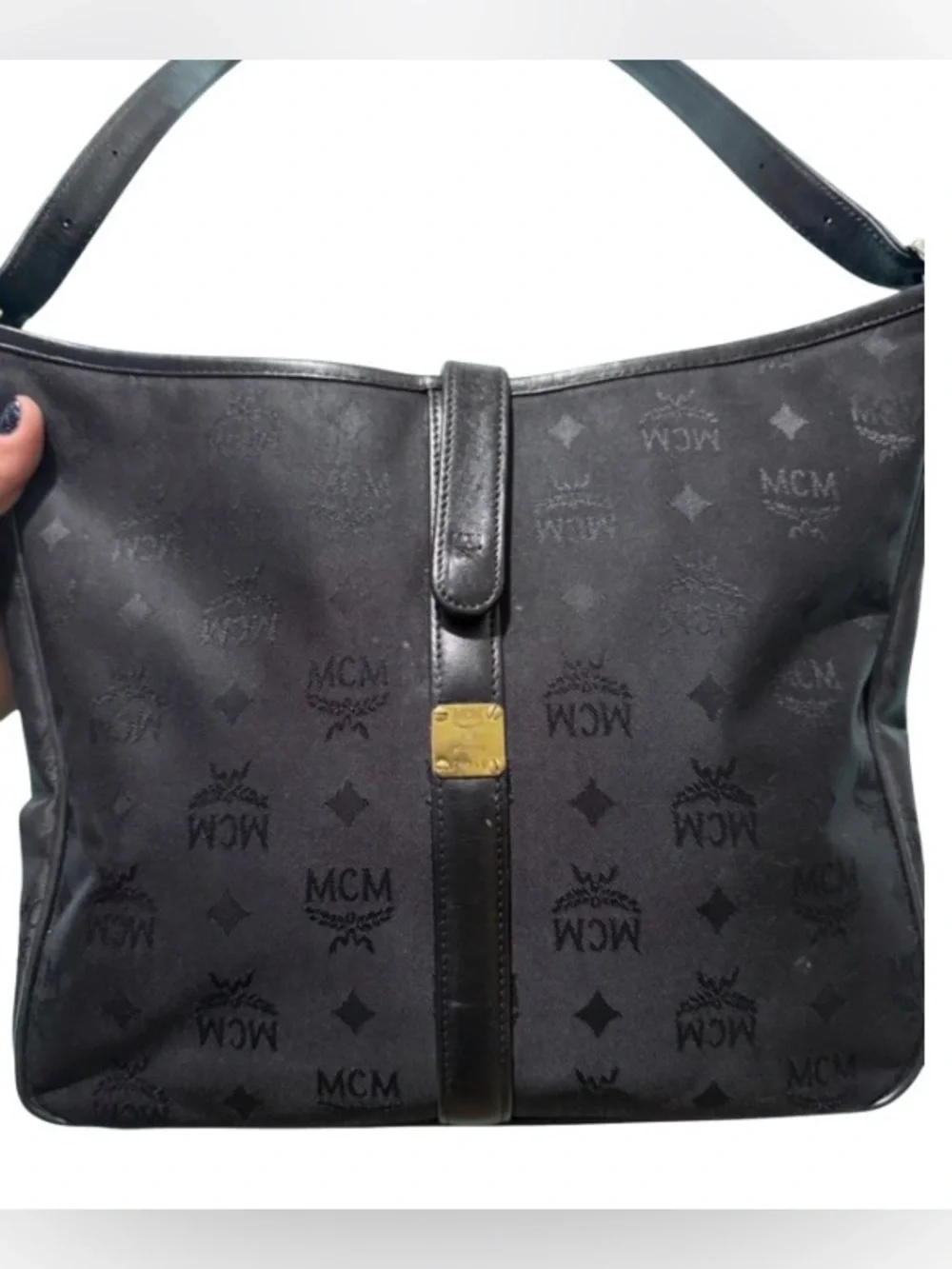 MCM shoulder hobo in black monogram jacquard bag - Picture 1 of 11